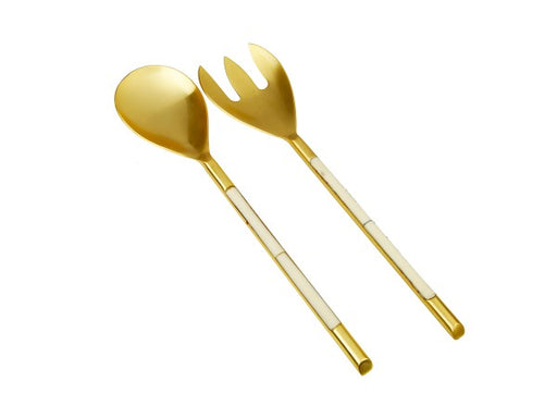 Classic Touch Gold Stainless Steel Salad Servers