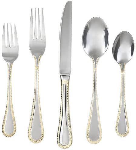 Cambridge Silversmiths Carlyle Gold Accent Service for 4 20-Piece Flatware Set
