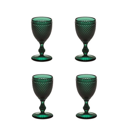 Vista Alegre Bicos Verde Red Wine Goblets, Set of 4