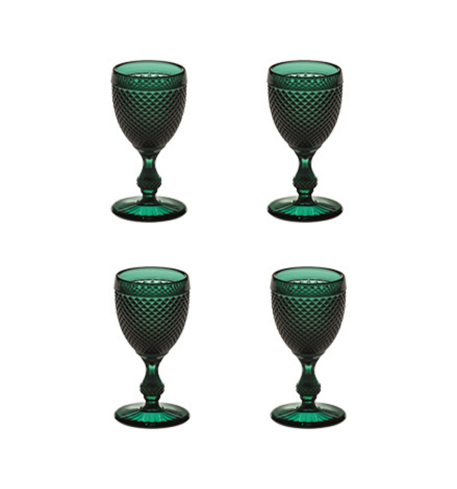Vista Alegre Bicos Verde Red Wine Goblets, Set of 4