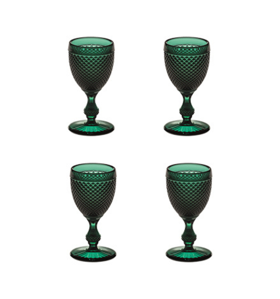 Vista Alegre Bicos Verde Red Wine Goblets, Set of 4