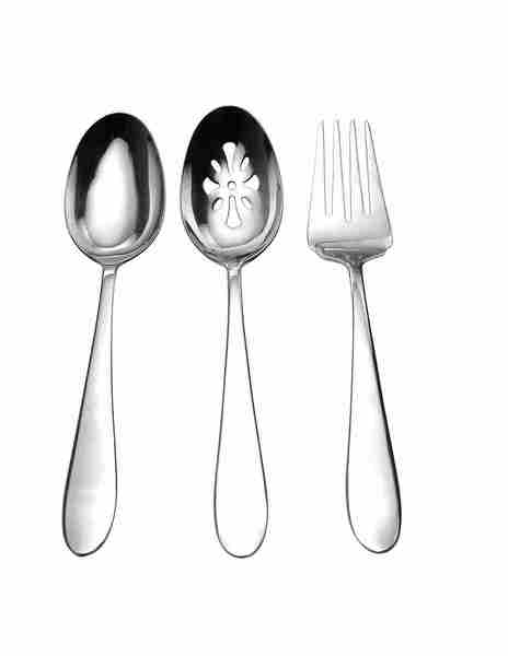 David Shaw Alpia 3 Piece Stainless Steel Server Set, Shiny Silver