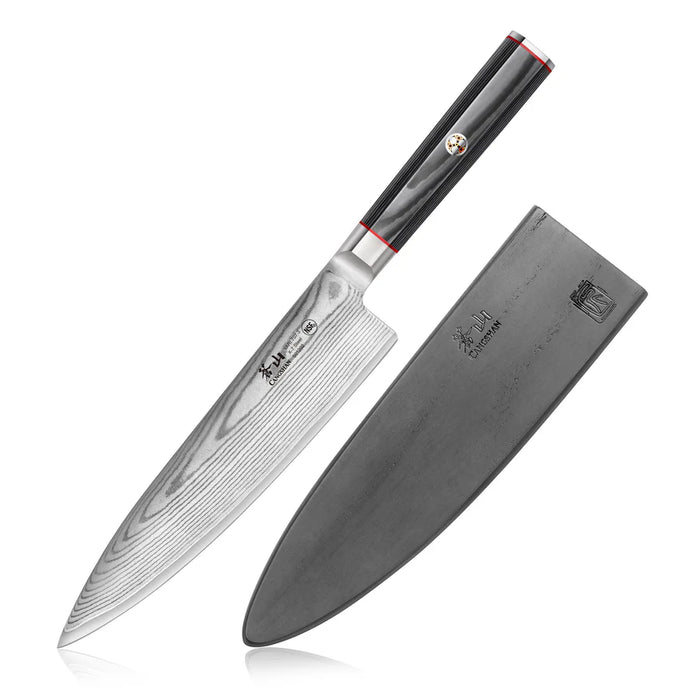 Cangshan YARI Series 8-Inch Chef's Knife with Sheath, X-7 Damascus Steel, 501202