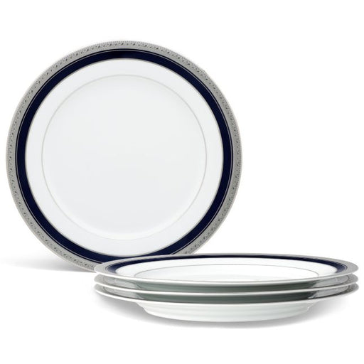 Noritake Crestwood Cobalt Platinum Dinnerware, Dinner Plates, Set of 4