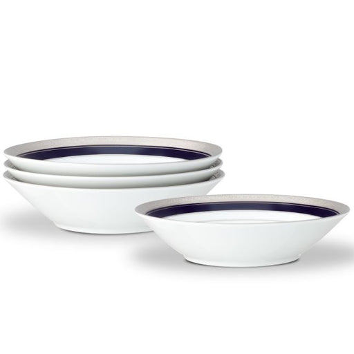 Noritake Crestwood Cobalt Platinum Dinnerware, Soup Bowls, Set of 4