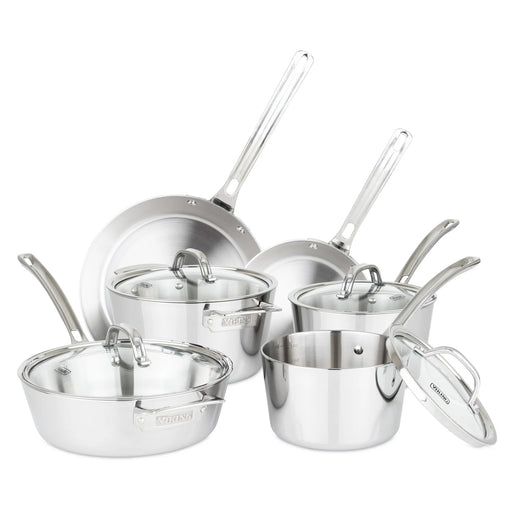 Viking Contemporary 3-Ply Stainless Steel 10-Piece Cookware Set with Glass Lids