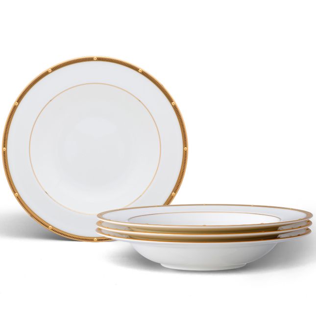 Noritake Rochelle Gold Dinnerware, Soup Bowls, Set of 4