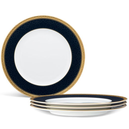 Noritake Odessa Cobalt Gold Dinner Plates, Set of 4