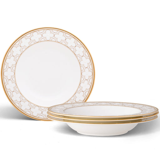 Noritake Trefolio Gold Dinnerware, Soup Bowls, 8 1/2", 12 oz., Set of 4
