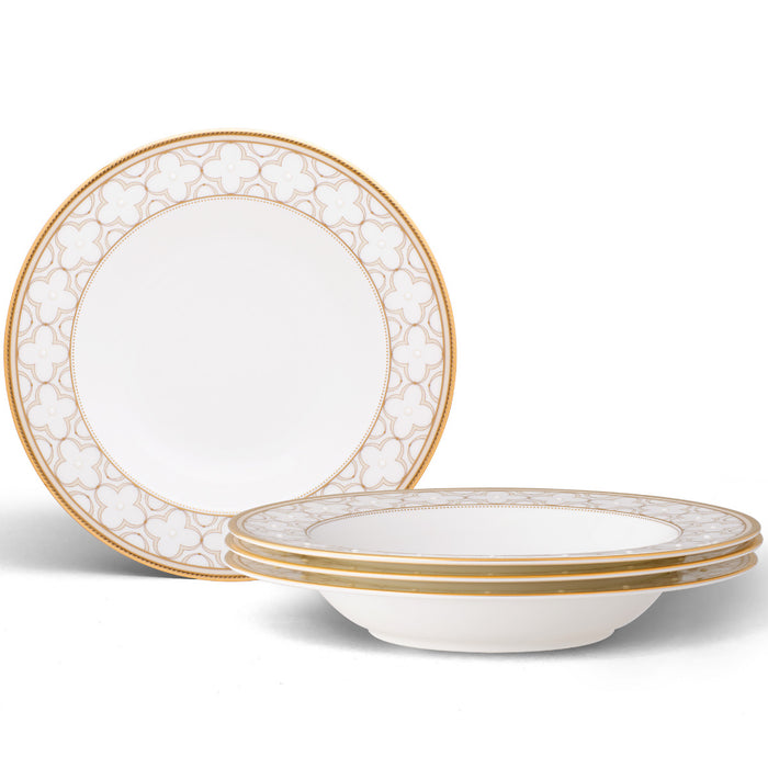 Noritake Trefolio Gold Dinnerware, Soup Bowls, 8 1/2", 12 oz., Set of 4