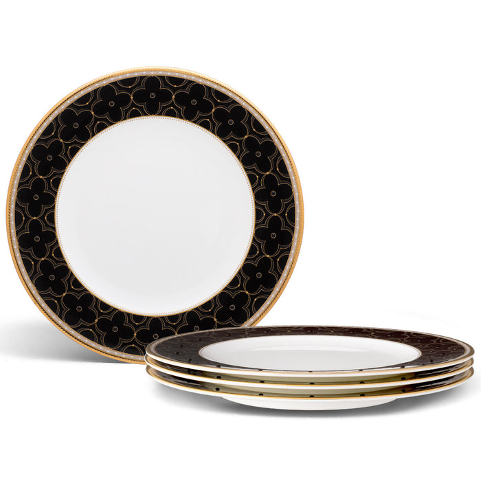Noritake Trefolio Gold Dinnerware, Accent/Luncheon Plate, 9 3/4", Set of 4