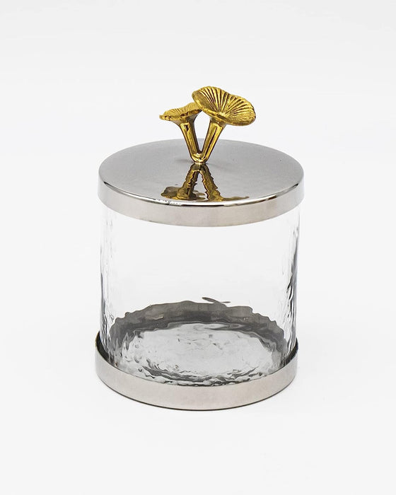 Godinger Mushroom Finial Canister Storage Container, with Silver Band