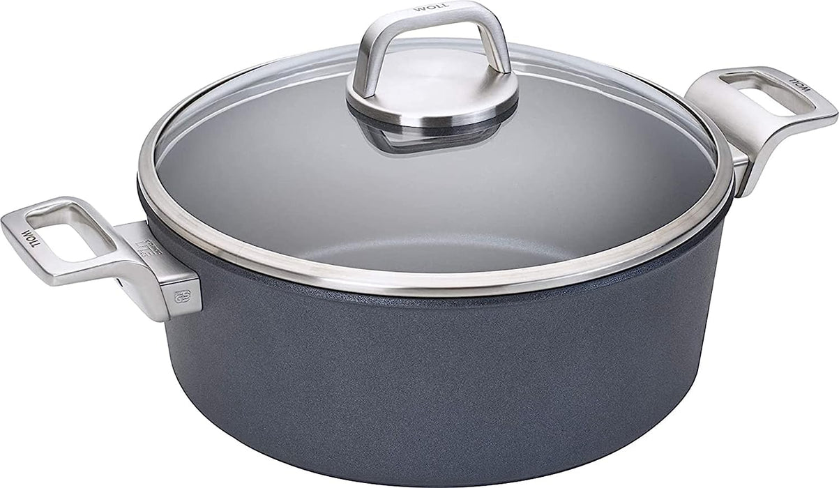 Woll Diamond Lite Pro Induction Casserole with Lid, Nonstick Diamond Coated Cooking Pot, 5.8 Quarts