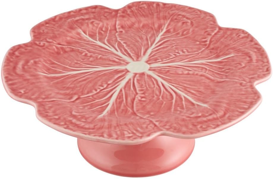 Bordallo Pinheiro Cabbage Pink Cake Stand 12"
