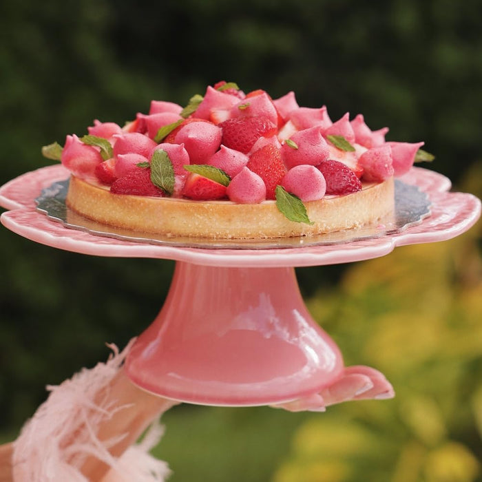 Bordallo Pinheiro Cabbage Pink Cake Stand 12"