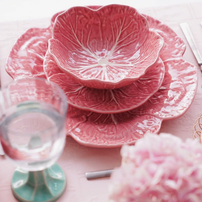 Bordallo Pinheiro Cabbage Pink 10" Dinner Plate, Set of Four