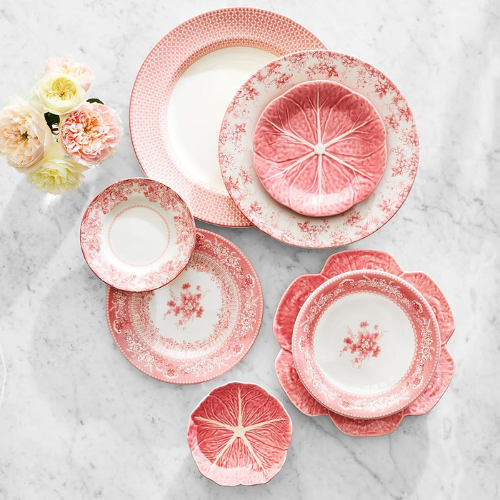 Bordallo Pinheiro Cabbage Pink 7" Fruit Plate, Set of Four