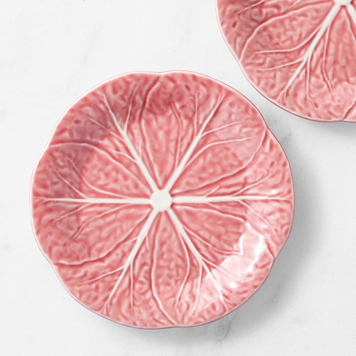 Bordallo Pinheiro Cabbage Pink 7" Fruit Plate, Set of Four