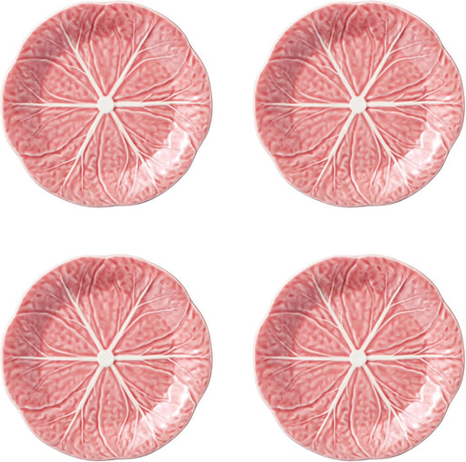 Bordallo Pinheiro Cabbage Pink 7" Fruit Plate, Set of Four
