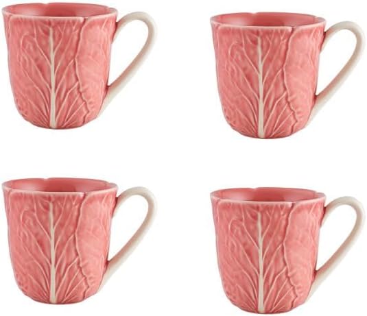 Bordallo Pinheiro Cabbage Pink Mug, Set of Four
