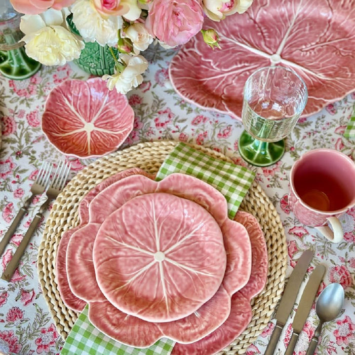 Bordallo Pinheiro Cabbage Pink 10" Dinner Plate, Set of Four
