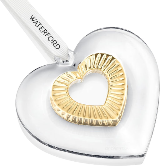 Waterford Heart Ornament with Gold