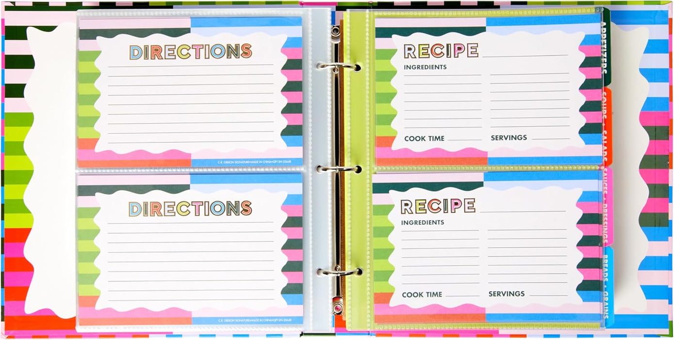 CR Gibson Bold Stripe Recipe Binder