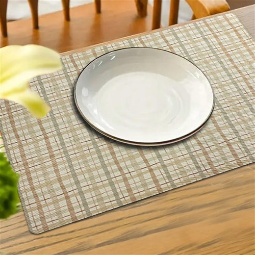 Frieling "Plaid" Rectangular Placemat, Beige