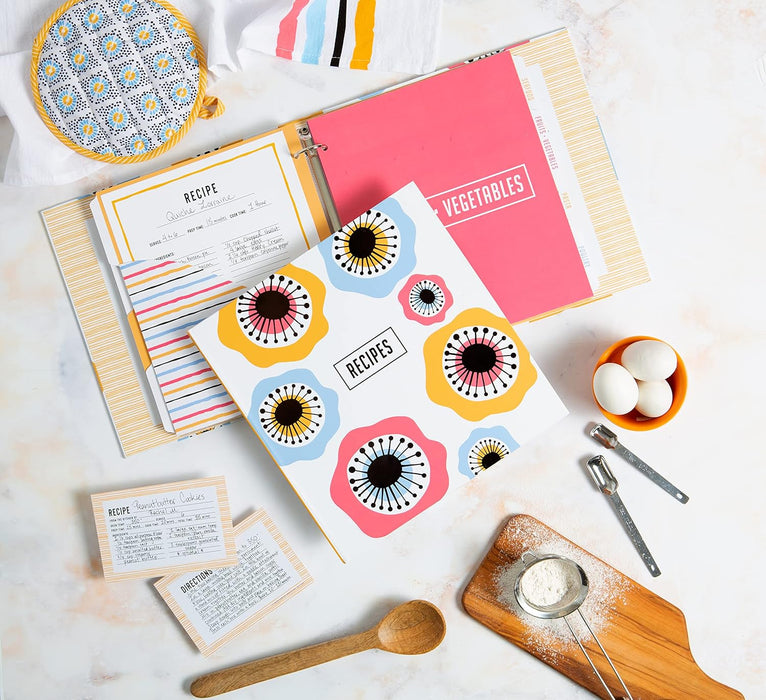 CR Gibson Binder Kit with Sleeves and Recipe Index Cards, Bloom Kitchen Clique CR Gibson Binder Kit with Sleeves and Recipe Index Cards, Bloom Kitchen Clique