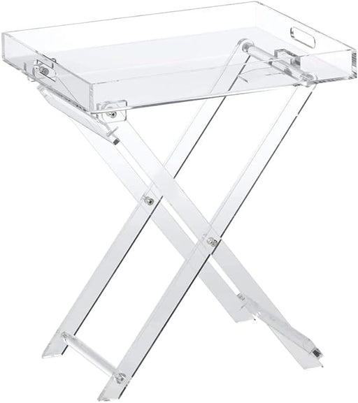 Designstyles Acrylic Folding Tray Table – Modern Chic Accent Desk - Kitchen and Bar Serving Table - Elegant Clear Design