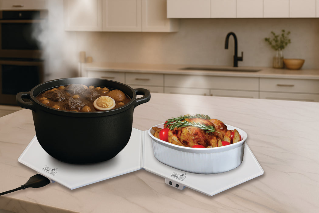 Shabbos-HOT® Modular Expandable Hexagon Plata Glass Warming Tray