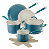 Rachael Ray Cucina Ceramic Non-Stick 10-Piece Cookware Set, Marine Blue