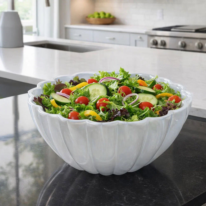 BT Shalom Resin Pearl Whisper Fluted Salad Bowl