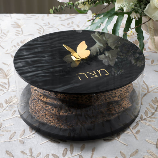 Myrtle & Rum Round Acrylic Butterfly Knob Matzah Box