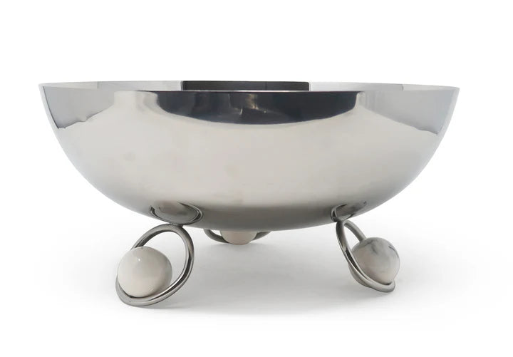 Classic Touch Stainless Salad Bowl with Ball Legs
