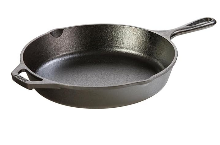 Lodge 10.25 Inch Cast Iron Pre-Seasoned Skillet – Signature Teardrop Handle - Use in the Oven, on the Stove, on the Grill, or Over a Campfire, Black