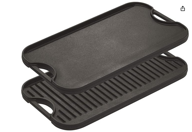 Lodge LPGI3 Cast Iron Reversible Grill/Griddle, 20-inch x 10.44-inch, Black