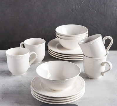 Thomson Pottery Pearlina Stoneware Dinnerware - Set of 16 (White ...
