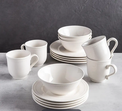 Thomson Pottery Pearlina Stoneware Dinnerware - Set of 16 (White)