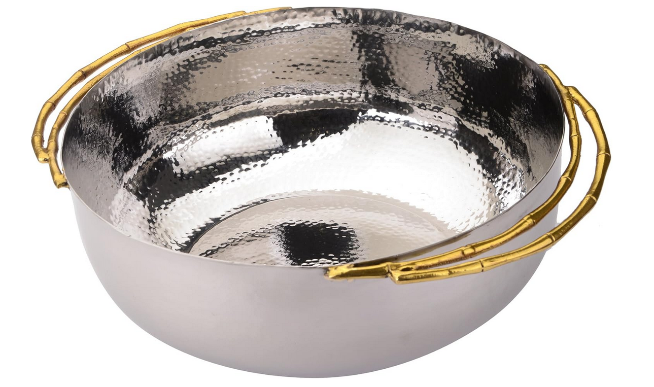 Classic Touch MIB11 Hammered Stainless Steel Salad Bowl, Large