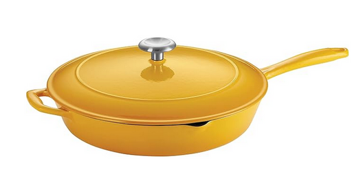 Tramontina Enameled Cast Iron Skillet with Lid, 12-inch Frying Pan, Sunrise