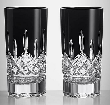Waterford Lismore Black Crystal Hiball, set of 2