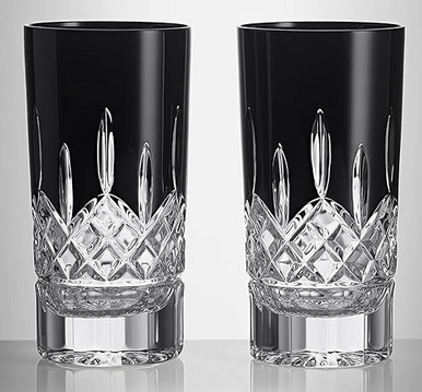 Waterford Lismore Black Crystal Hiball, set of 2