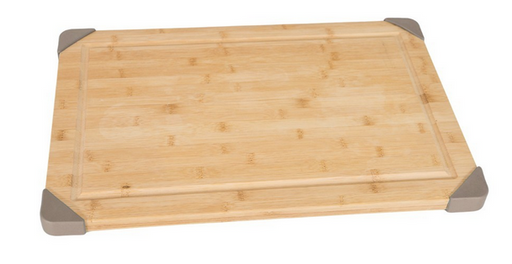 Lipper Bamboo Cutting Board with Warm Gray Silicone Corners