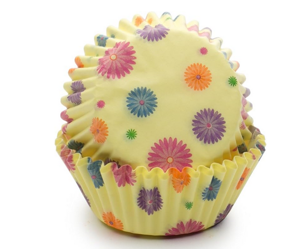 Fox Run Springtime Disposable Bake Cups, 3 x 3 x 1.25 inches, Yellow