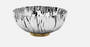 Classic Touch Stainless Steel Crumpled Bowl with Gold-Tone Mosaic Base
