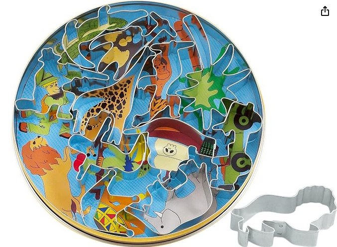 Harold's Kitchen Jungle Animals Cookie Cutters, Set of 11 in Tin