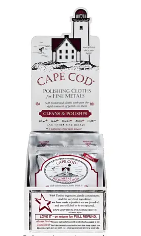 CAPE COD POLISH CO., INC. 88821 Fine Metal Cleaner and Polish Vanilla Scent 2 pk Cloth