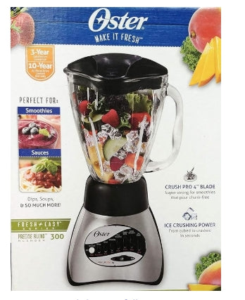Oster Classic Series 16 Speed Blender with 5-Cup Glass Jar, Brushed Nickel