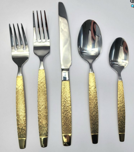 Prestige Metropolitan Cinne Citte Kringle Flatware Gold Accent 20 Piece Flatware Set Service for 4